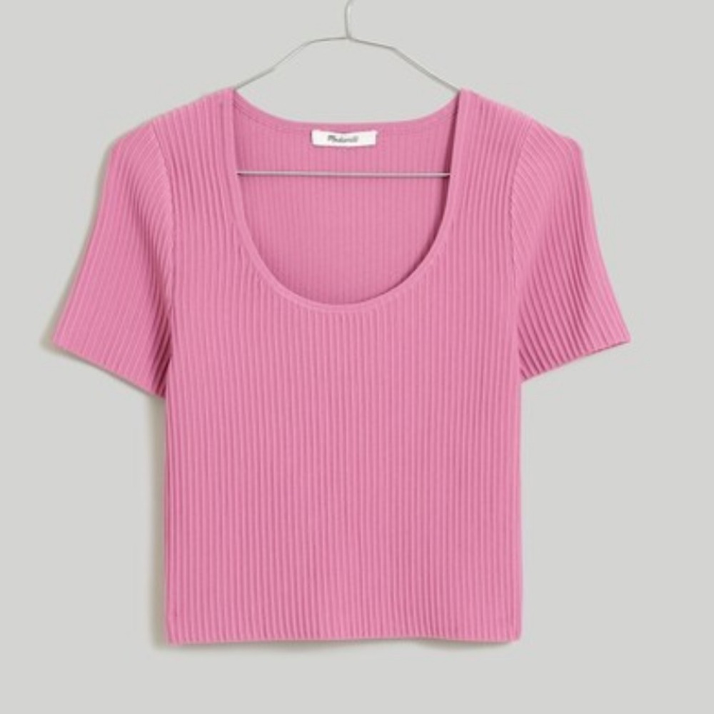 Madewell Pink Ottoman Ribbed Sweater Tee